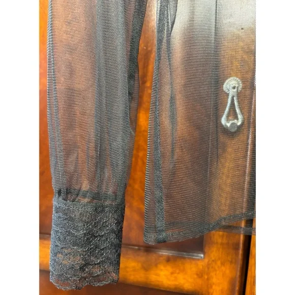 EUC Anthropologie Sheer Top in Black Size Small* - Picture 2 of 5